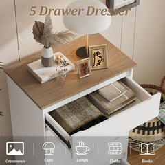 Bellemave® Modern 5 Drawers Dresser with Drawers Hidden handle Design