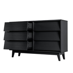 Bellemave® 6 Drawer Double Dresser Features Vintage-style and Bevel Design