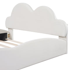 Bellemave® Queen Size Cloud-Shaped Headboard Upholstered Platform Bed with Rounded Footboard and Pocket