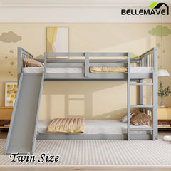 Bellemave® Twin Size Bunk Bed with Slide and Ladder