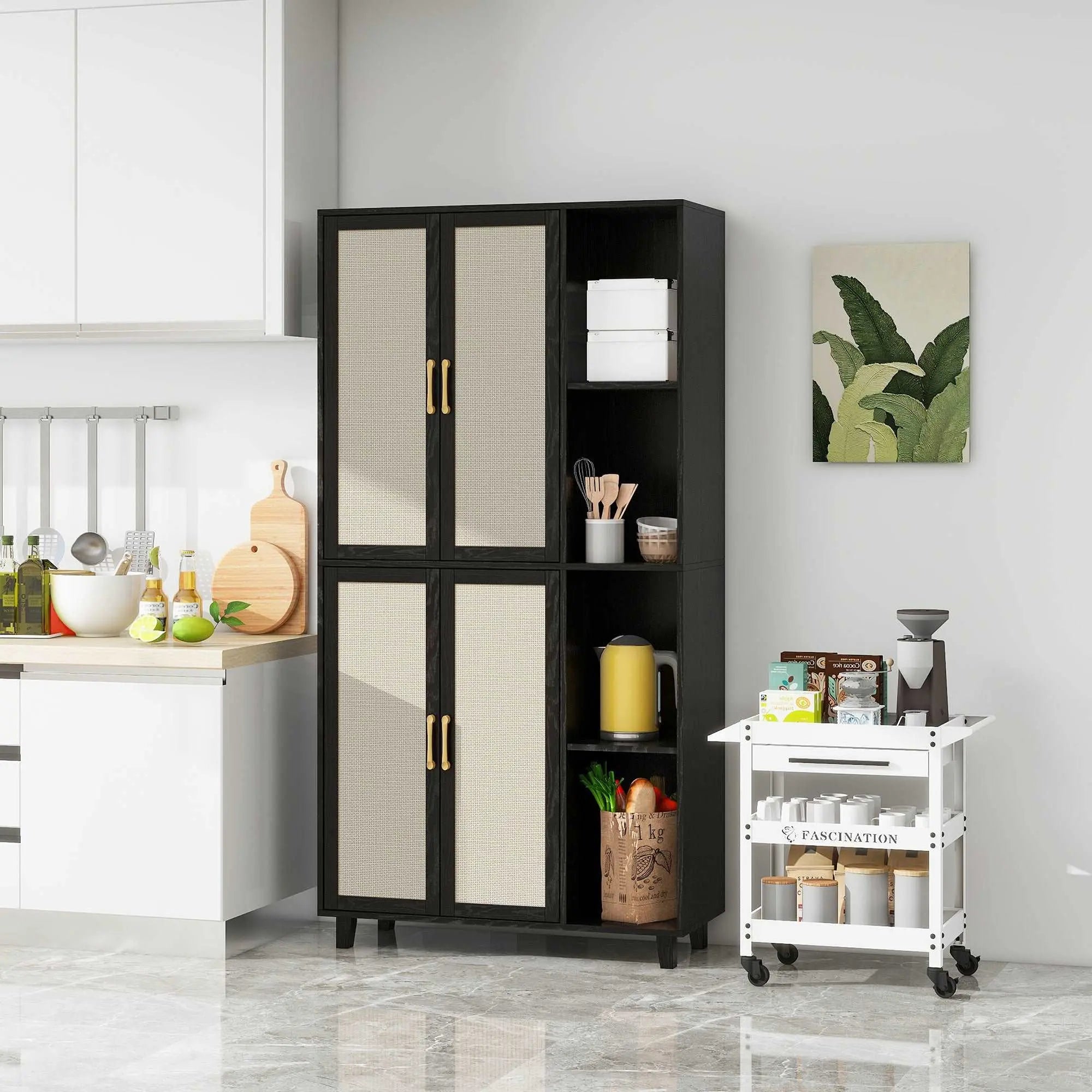 Bellemave® 4 Door Cabinet with 4 Adjustable Inner Shelves