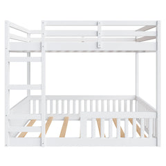 Bellemave® Full Size Wood Bunk Bed with Ladder and Guardrails