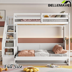 Full Size Murphy Bed with Hydraulic Lift & Desk Design, Convertible Bunk Bed & Loft Bed - Bellemave