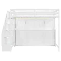 Full Size Murphy Bed with Hydraulic Lift & Desk Design, Convertible Bunk Bed & Loft Bed - Bellemave