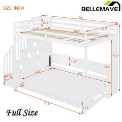Full Size Murphy Bed with Hydraulic Lift & Desk Design, Convertible Bunk Bed & Loft Bed - Bellemave
