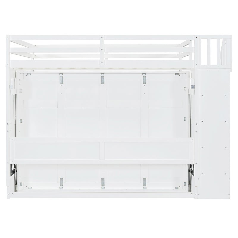 Full Size Murphy Bed with Hydraulic Lift & Desk Design, Convertible Bunk Bed & Loft Bed - Bellemave