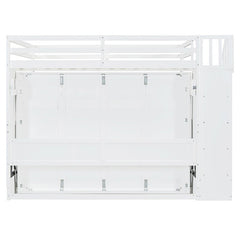 Full Size Murphy Bed with Hydraulic Lift & Desk Design, Convertible Bunk Bed & Loft Bed - Bellemave