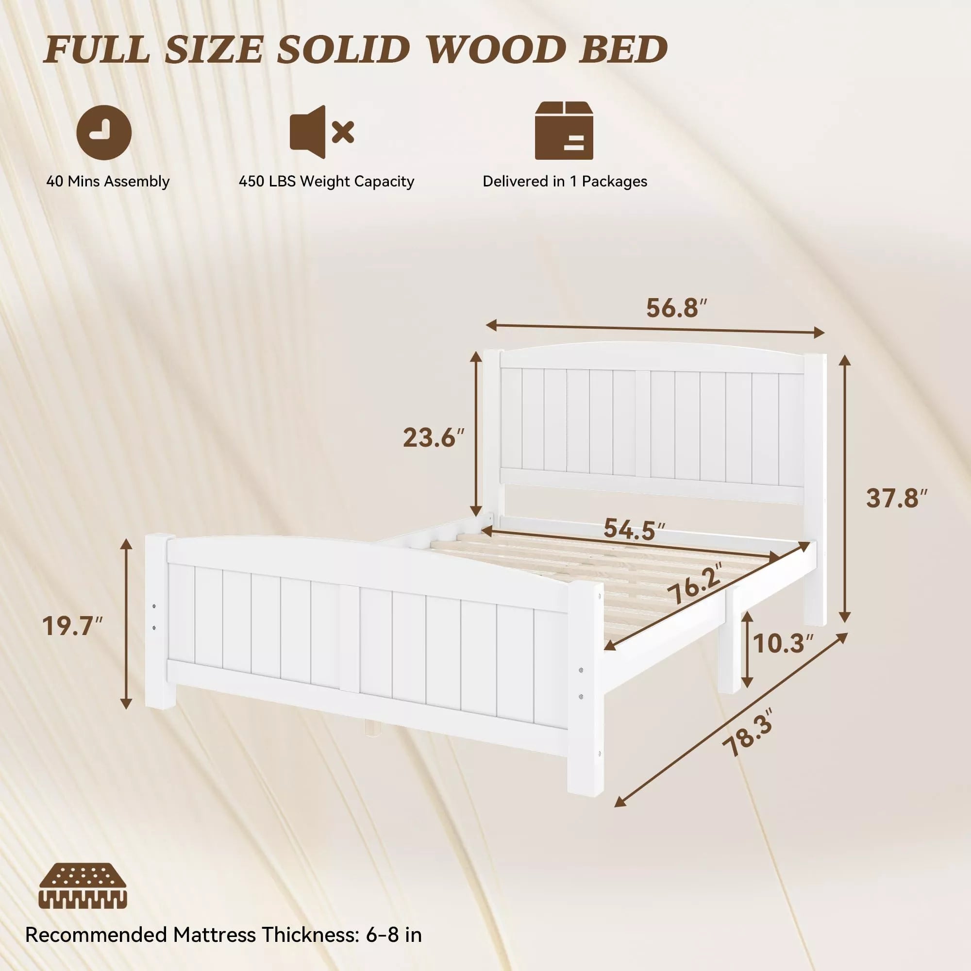 Solid Wood Platform Bed Dimension Diagram