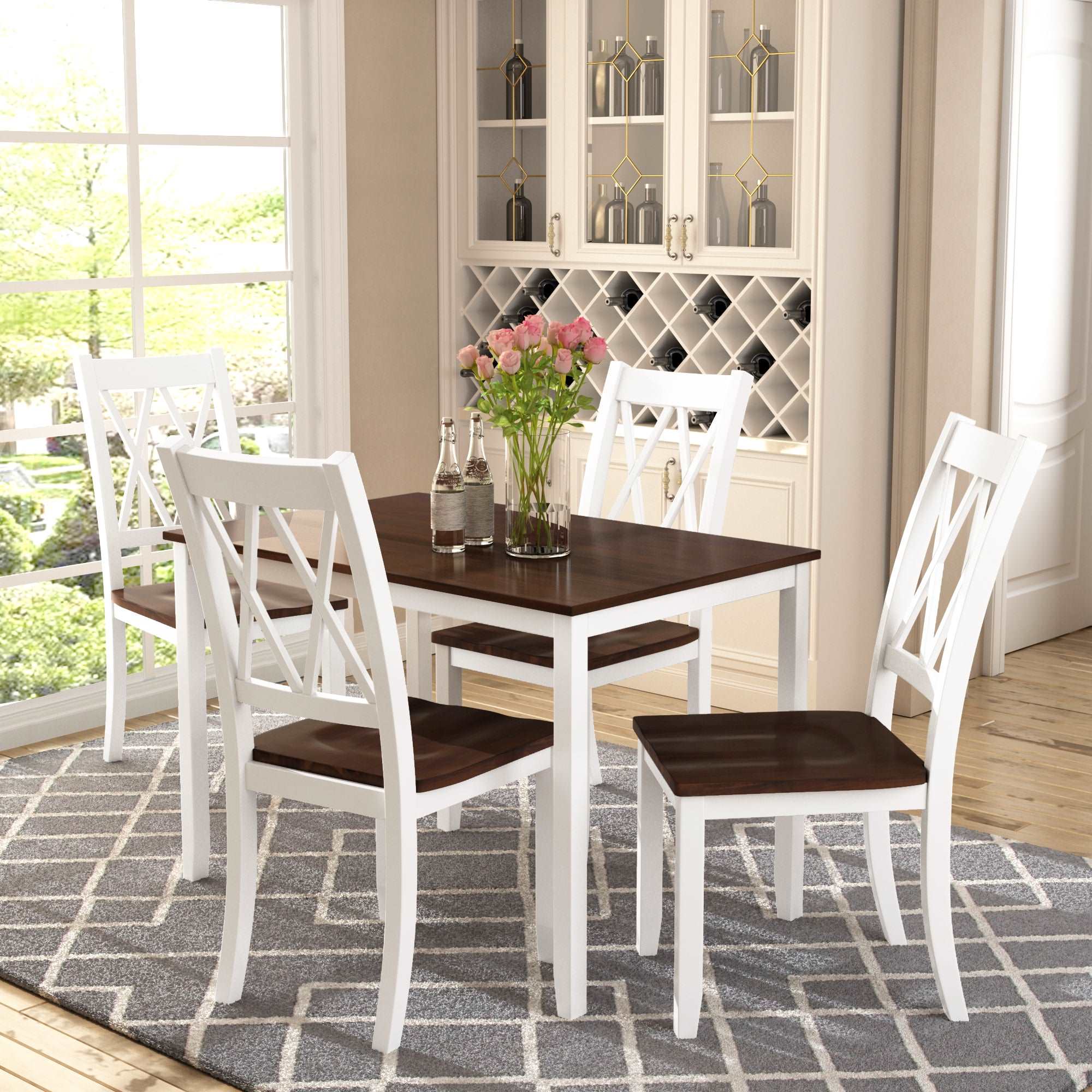 Bellemave 5-Piece Dining Table Set Home Kitchen Table and Chairs Wood Dining Set