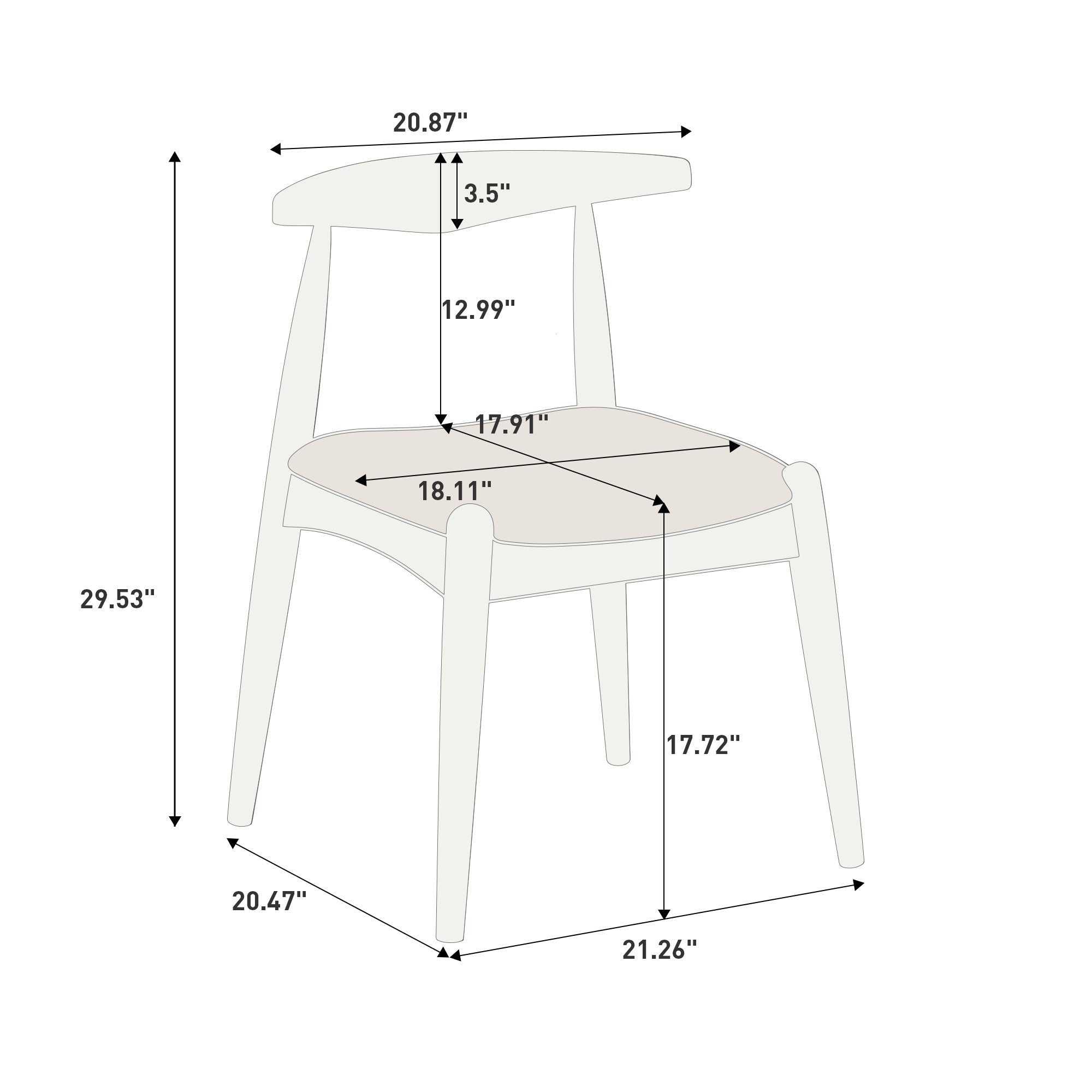 Bellemave® Set of 2 Dining Chairs with Rubber Wood Legs & Faux Leather, Mid-Century Modern Style Bellemave®