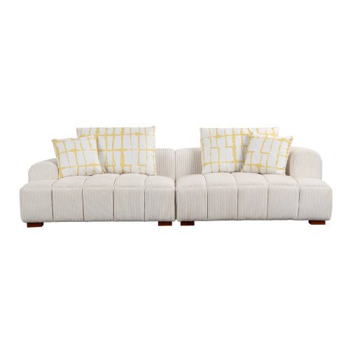 Bellemave 103.9" Modern Couch Corduroy Fabric Comfy Sofa with Rubber Wood Legs, 4 Pillows - Bellemave