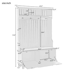 Bellemave 5-in-1 Coat Rack with Cushion and 4 Sturdy Hooks,47.2'' Wide Hall Tree - Bellemave