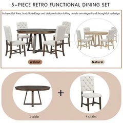 Bellemave 5 piece retro functional dining table set - Bellemave