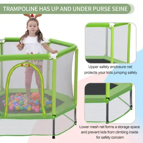 Bellemave 55'' Toddlers Trampoline with Safety Enclosure Net and Balls - Bellemave