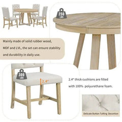 Bellemave® 58" 5 Piece Retro Functional Dining Table Set - Bellemave