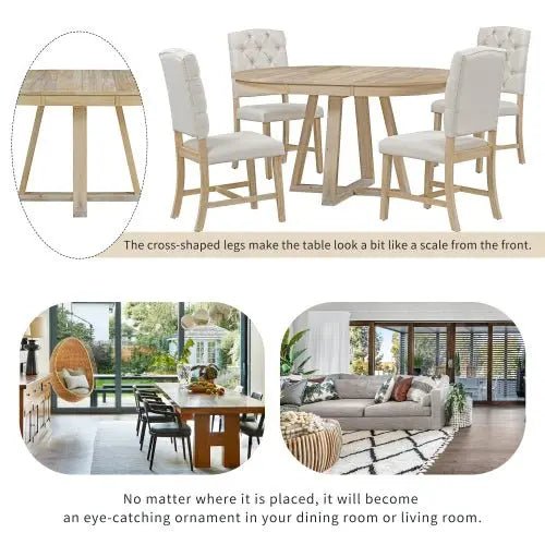Bellemave® 58" 5 Piece Retro Functional Dining Table Set - Bellemave