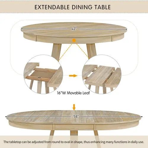 Bellemave® 58" 5 Piece Retro Functional Dining Table Set - Bellemave