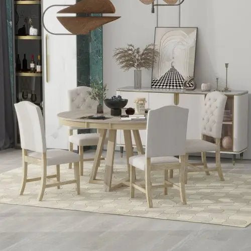 Bellemave® 58" 5 Piece Retro Functional Dining Table Set - Bellemave