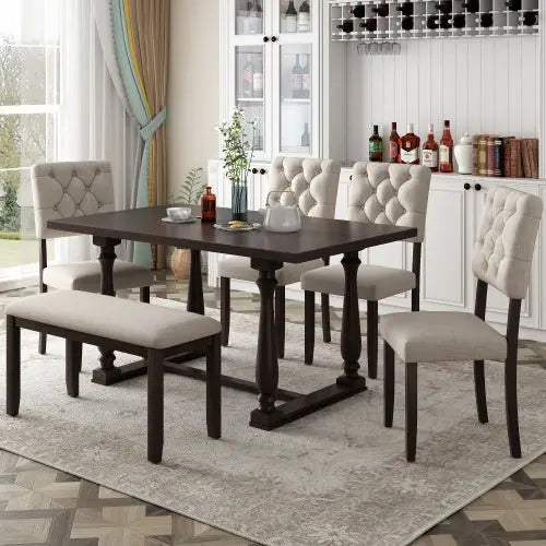 Bellemave 6-Piece Dining Table and Chair Set with - Bellemave