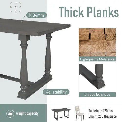 Bellemave® 60" 6 - Piece Dining Table and Chair Set with Special - shaped Legs and Foam - covered Seat Backs&Cushions - Bellemave