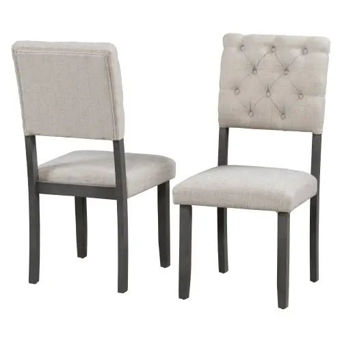 Bellemave® 60" 6 - Piece Dining Table and Chair Set with Special - shaped Legs and Foam - covered Seat Backs&Cushions - Bellemave