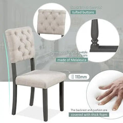 Bellemave® 60" 6 - Piece Dining Table and Chair Set with Special - shaped Legs and Foam - covered Seat Backs&Cushions - Bellemave