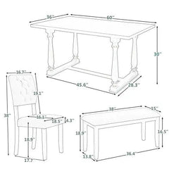 Bellemave® 60" 6 - Piece Dining Table and Chair Set with Special - shaped Legs and Foam - covered Seat Backs&Cushions - Bellemave