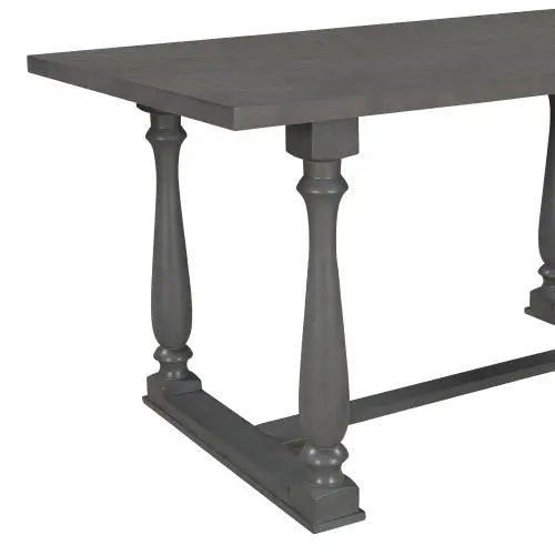 Bellemave® 60" 6 - Piece Dining Table and Chair Set with Special - shaped Legs and Foam - covered Seat Backs&Cushions - Bellemave