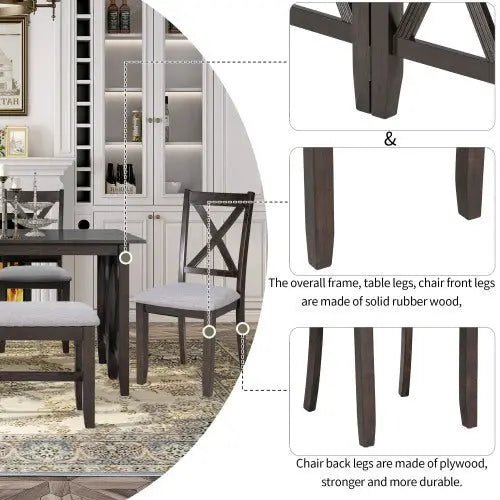 Bellemave® 60" 6 - Piece Family Dining Set - Bellemave