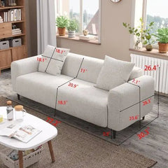 Bellemave® 77.2″ Size Two Seat Sofa,Modern Upholstered,White Mohair Granular Velvet - Bellemave
