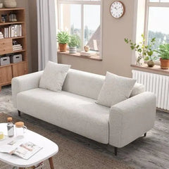Bellemave® 77.2″ Size Two Seat Sofa,Modern Upholstered,White Mohair Granular Velvet - Bellemave