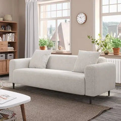 Bellemave® 77.2″ Size Two Seat Sofa,Modern Upholstered,White Mohair Granular Velvet - Bellemave
