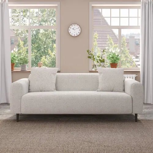 Bellemave® 77.2″ Size Two Seat Sofa,Modern Upholstered,White Mohair Granular Velvet - Bellemave