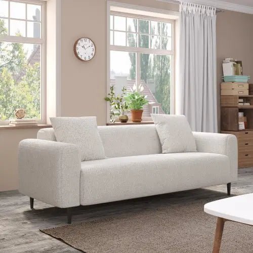 Bellemave® 77.2″ Size Two Seat Sofa,Modern Upholstered,White Mohair Granular Velvet - Bellemave