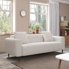 Bellemave® 77.2″ Size Two Seat Sofa,Modern Upholstered,White Mohair Granular Velvet - Bellemave