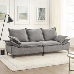 Bellemave 88.5" Length Modern Sailboat Sofa Dutch Velvet 3-Seater Sofa with Two Pillows - Bellemave