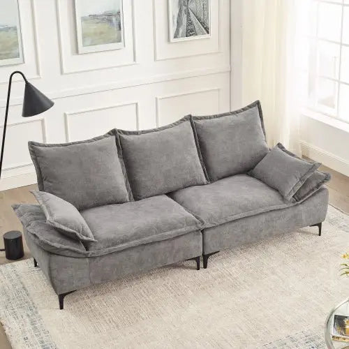 Bellemave 88.5" Length Modern Sailboat Sofa Dutch Velvet 3-Seater Sofa with Two Pillows - Bellemave