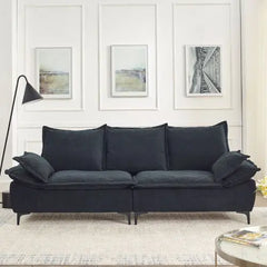 Bellemave 88.5" Length Modern Sailboat Sofa Dutch Velvet 3-Seater Sofa with Two Pillows - Bellemave