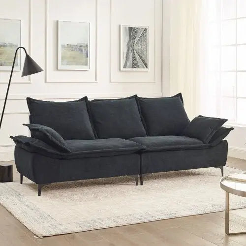 Bellemave 88.5" Length Modern Sailboat Sofa Dutch Velvet 3-Seater Sofa with Two Pillows - Bellemave