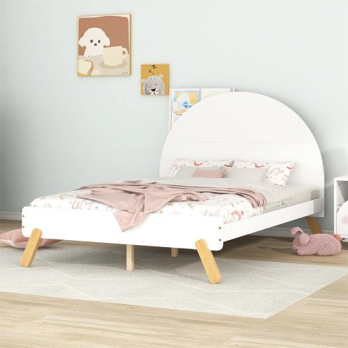 Bellemave A series——Wooden Cute Platform Bed With Curved Headboard - Bellemave