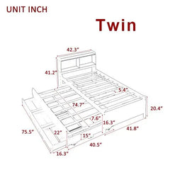 Bellemave Bed with Twin Trundle,Drawers - Bellemave