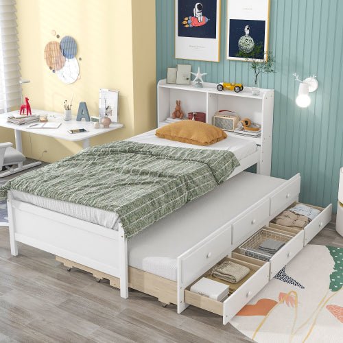 Bellemave Bed with Twin Trundle,Drawers - Bellemave