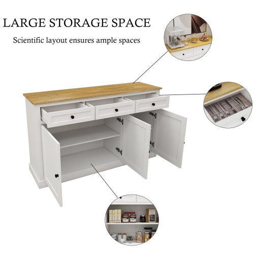 Bellemave Buffet Cabinet with 3 Drawers and 3 Door Adjustable Shelves - Bellemave