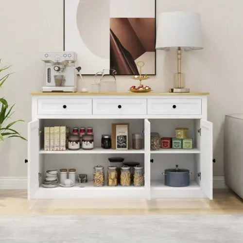 Bellemave Buffet Cabinet with 3 Drawers and 3 Door Adjustable Shelves - Bellemave