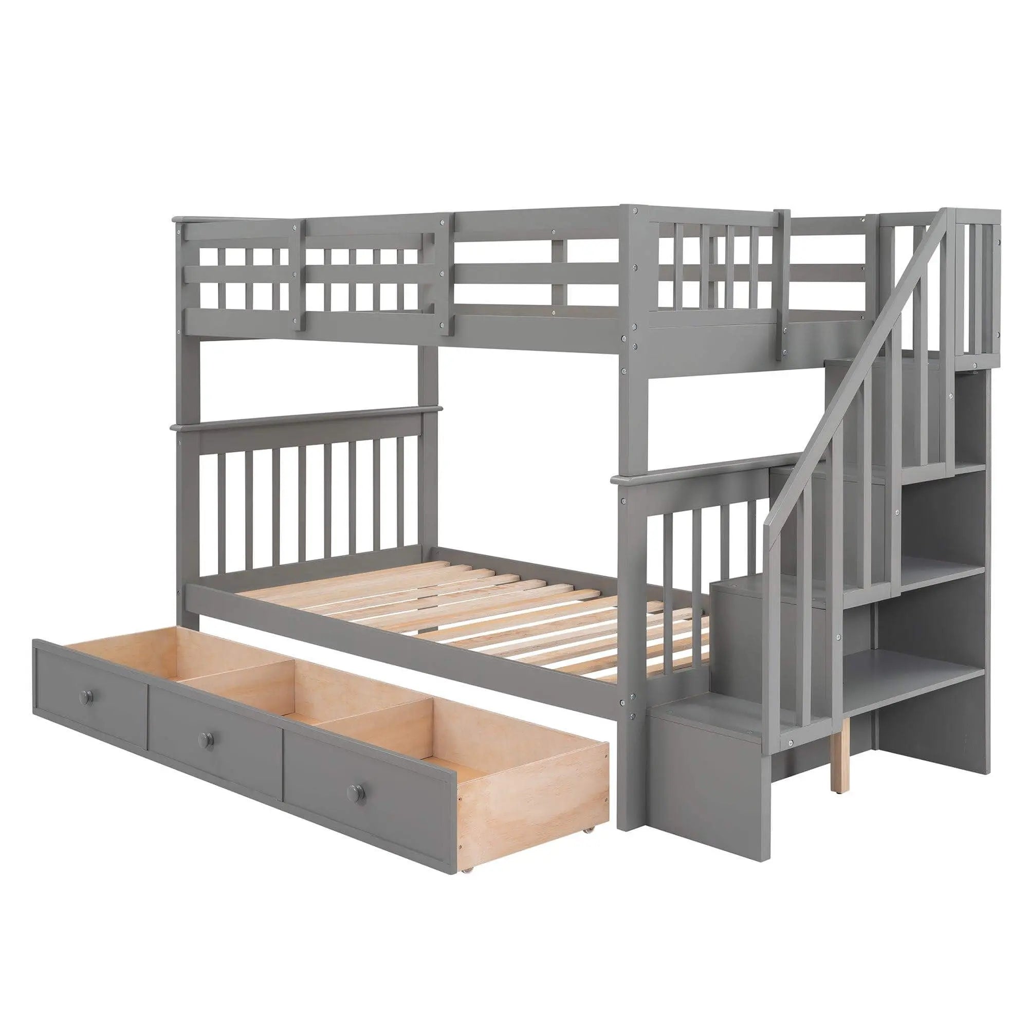 Bellemave® Bunk Bed with 3 Drawers and Stairs - Bellemave