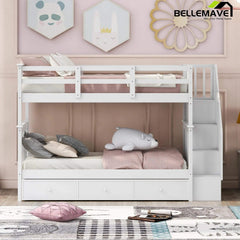 Bellemave® Bunk Bed with 3 Drawers and Stairs - Bellemave