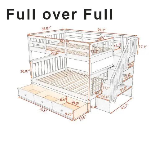 Bellemave® Bunk Bed with 3 Drawers and Stairs - Bellemave