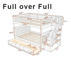 Bellemave® Bunk Bed with 3 Drawers and Stairs - Bellemave