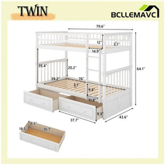 Bellemave Bunk Bed with Drawers, Convertible Beds - Bellemave