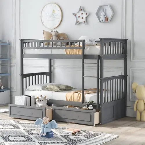 Bellemave Bunk Bed with Drawers, Convertible Beds - Bellemave